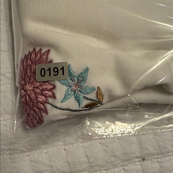 Laura Ashley Long Sleeve V Neck Top, Pink And Blue Embroidery, Medium - Picture 9 of 9